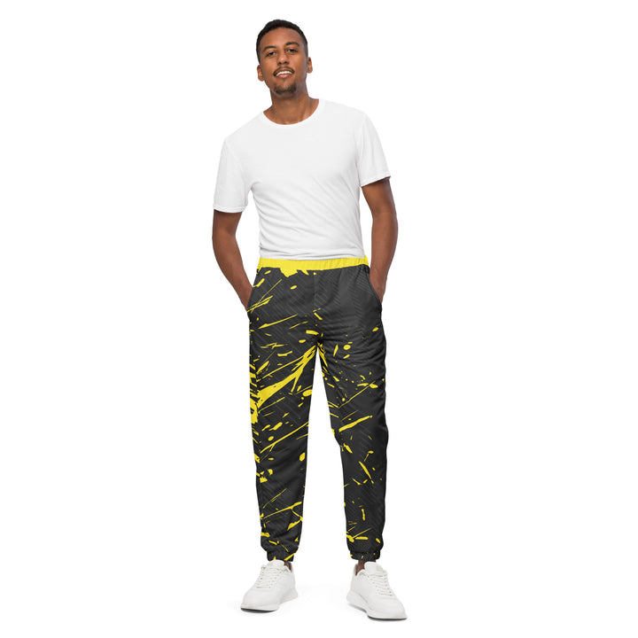 Unisex Track Pants - Black-Yellow Splash