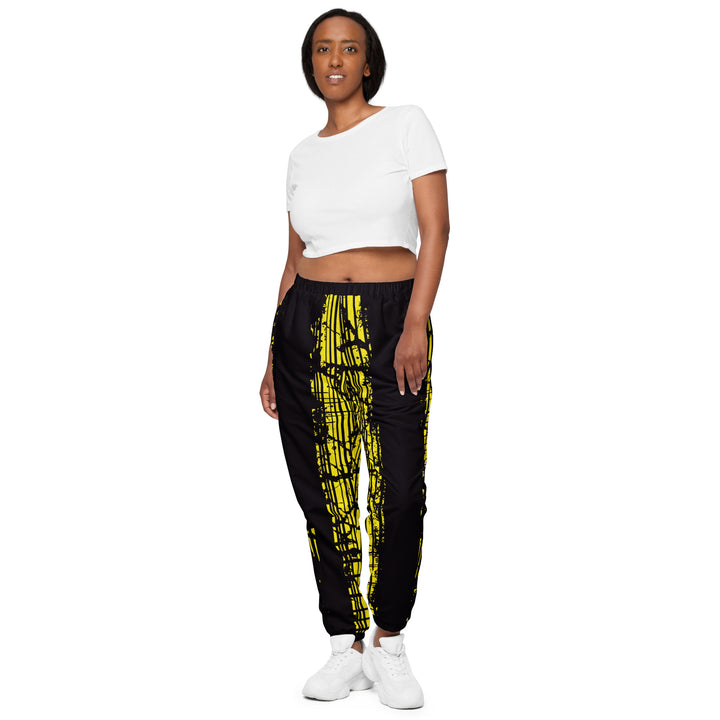 Unisex Track Pants - Black-Yellow Bar