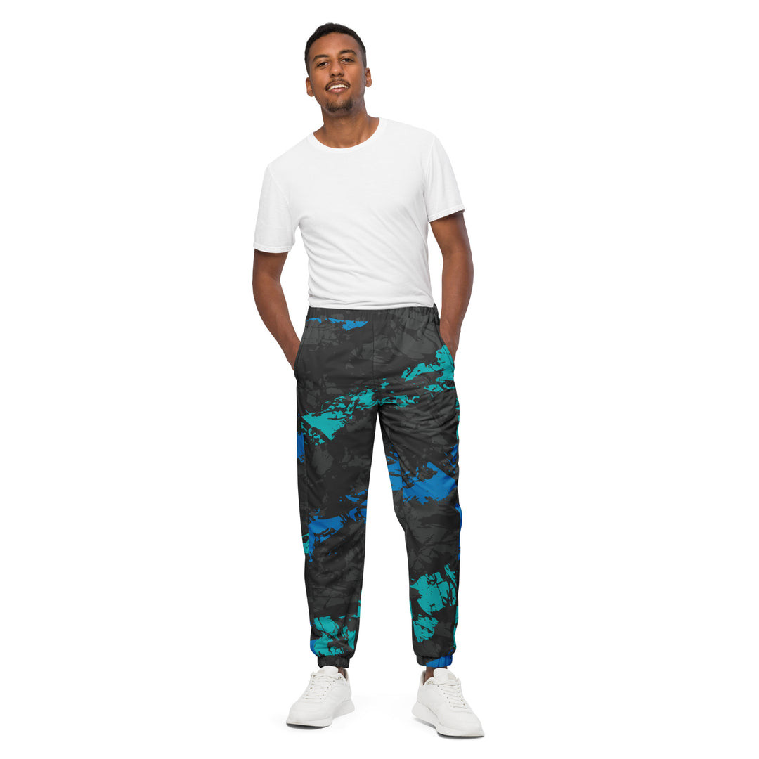 Unisex Track Pants - Black-Blue Paint