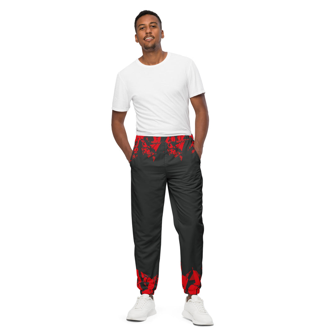 Unisex Track Pants - Black-Red Fragment