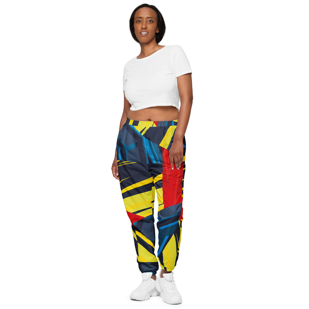 Unisex Track Pants - Blue-Yellow Geometric