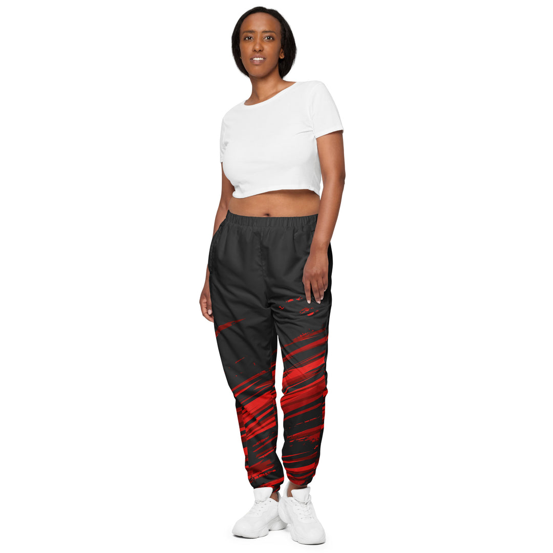 Unisex Track Pants - Black-Red Ember