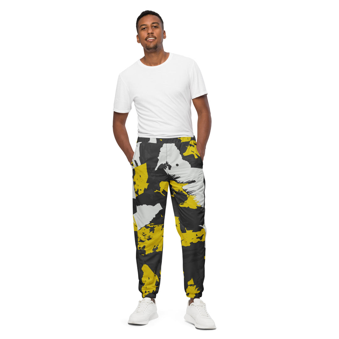 Unisex Track Pants - Grey-Yellow Grunge