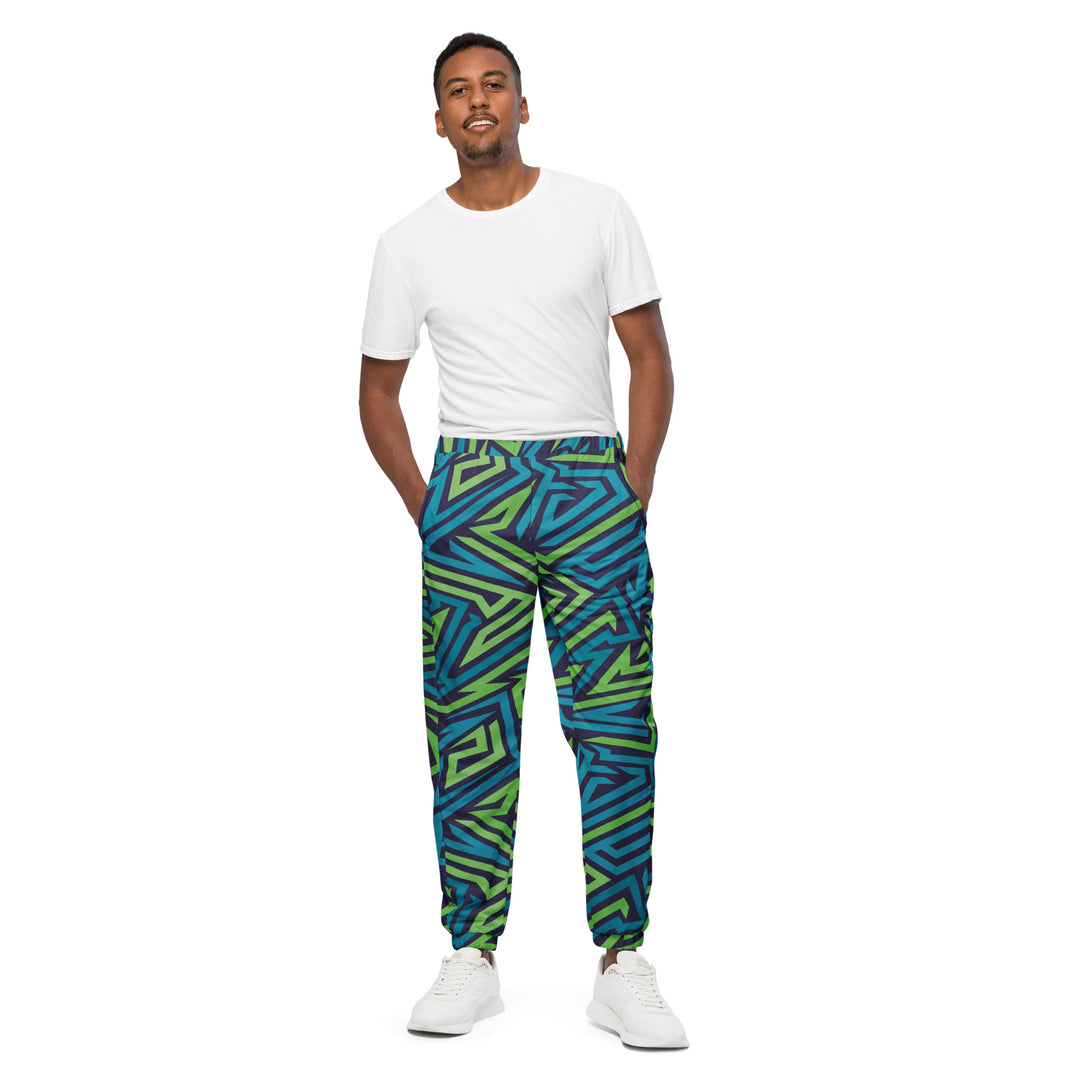 Unisex Track Pants - Green-Blue Jagged