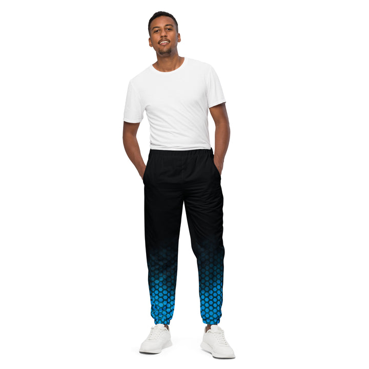 Unisex Track Pants - Black-Blue Hexagon