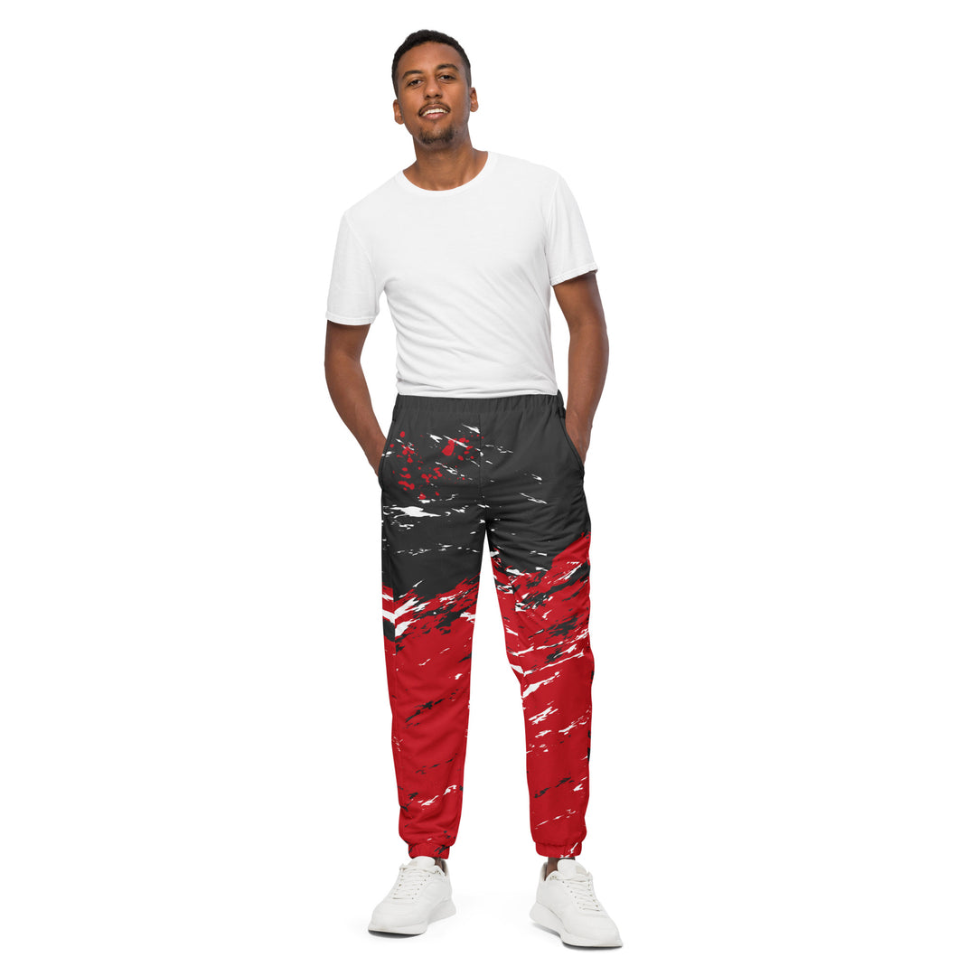 Unisex Track Pants - Red-Black Fire