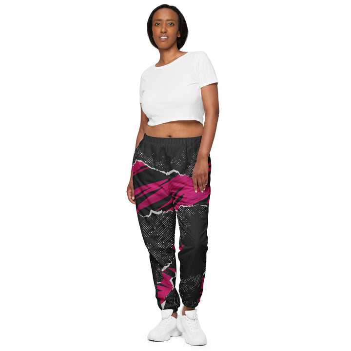 Unisex Track Pants - Black-Pink Crack