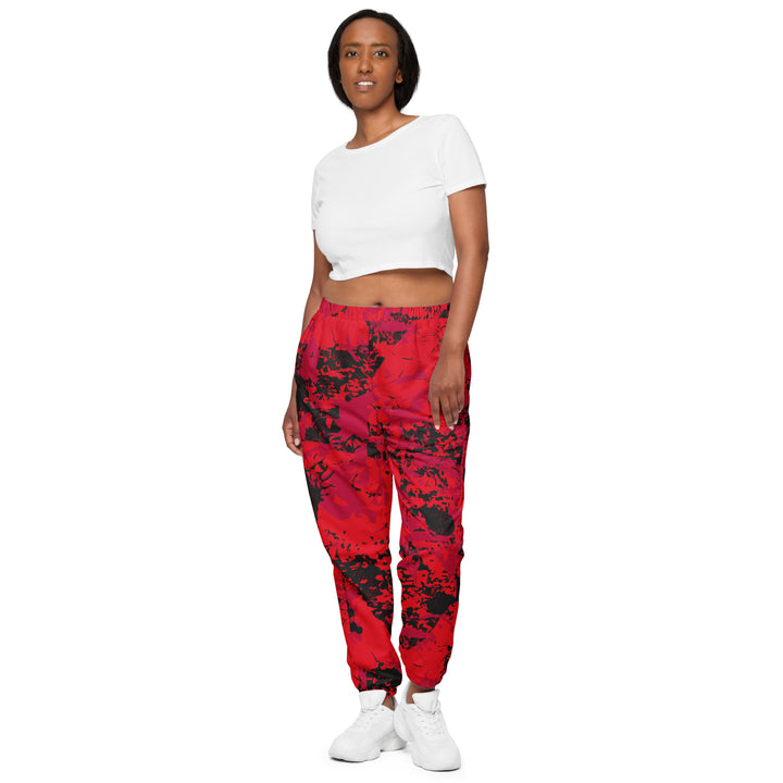 Unisex Track Pants - Red-Black Wane