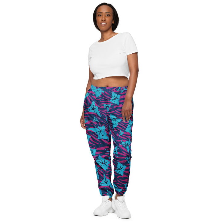 Unisex Track Pants - Blue-Pink Flower