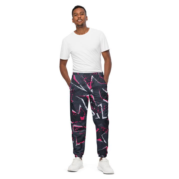 Unisex Track Pants - Grey-Pink Neon