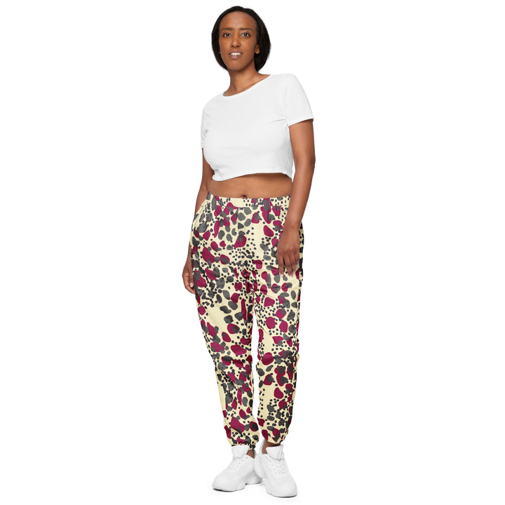 Unisex Track Pants - Beige-Red Wild