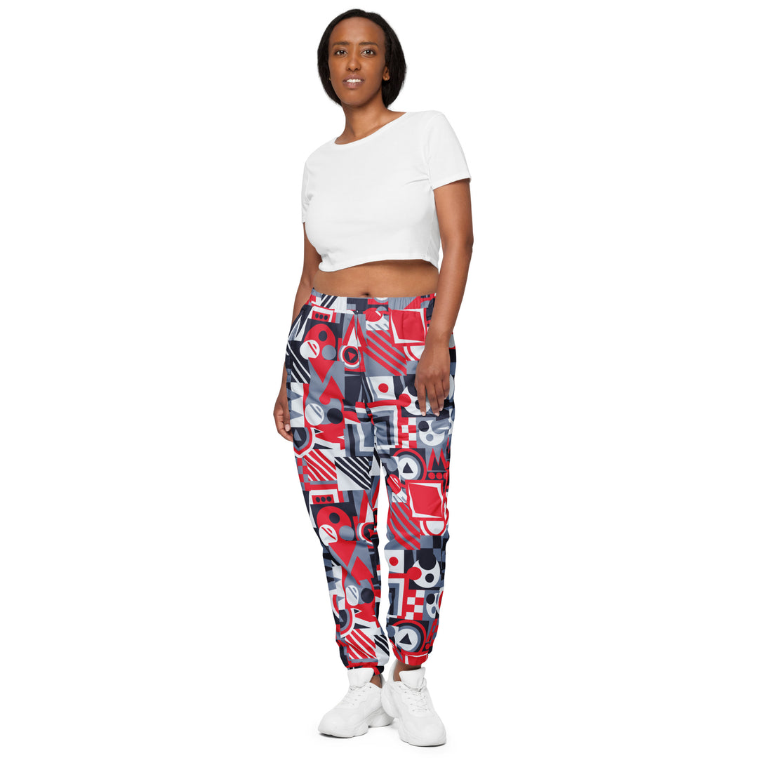 Unisex Track Pants - Grey-Red Shape