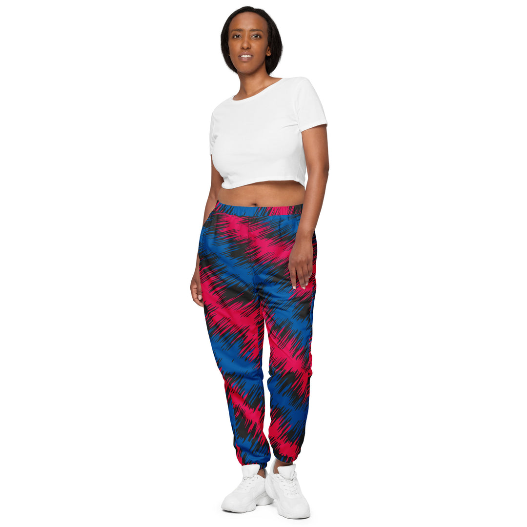 Unisex Track Pants - Blue-Red Radio