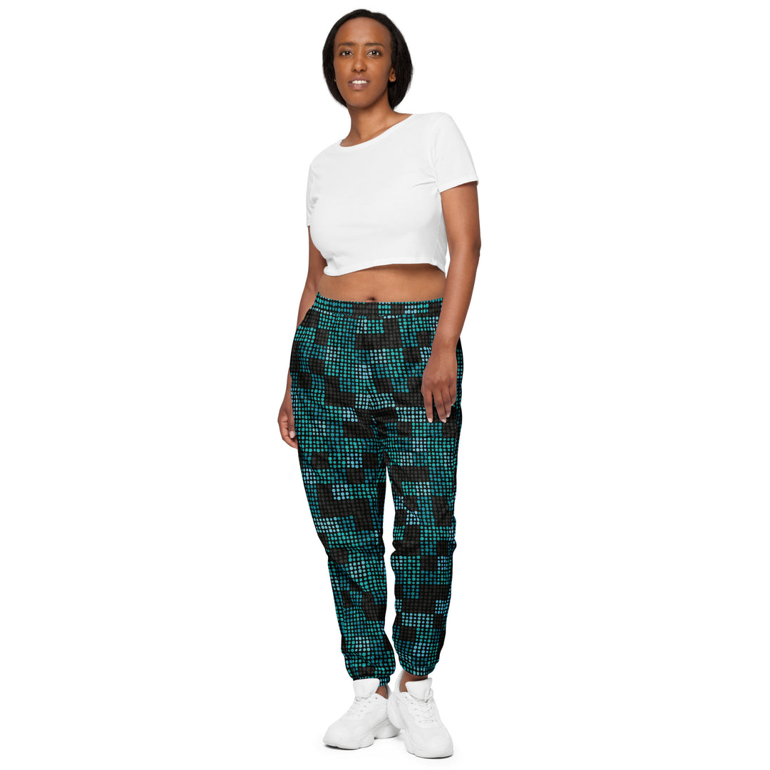 Unisex Track Pants - Black-Blue Square