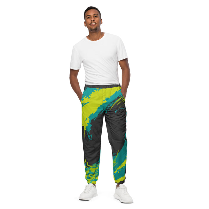 Unisex Track Pants - Black-Green Fusion