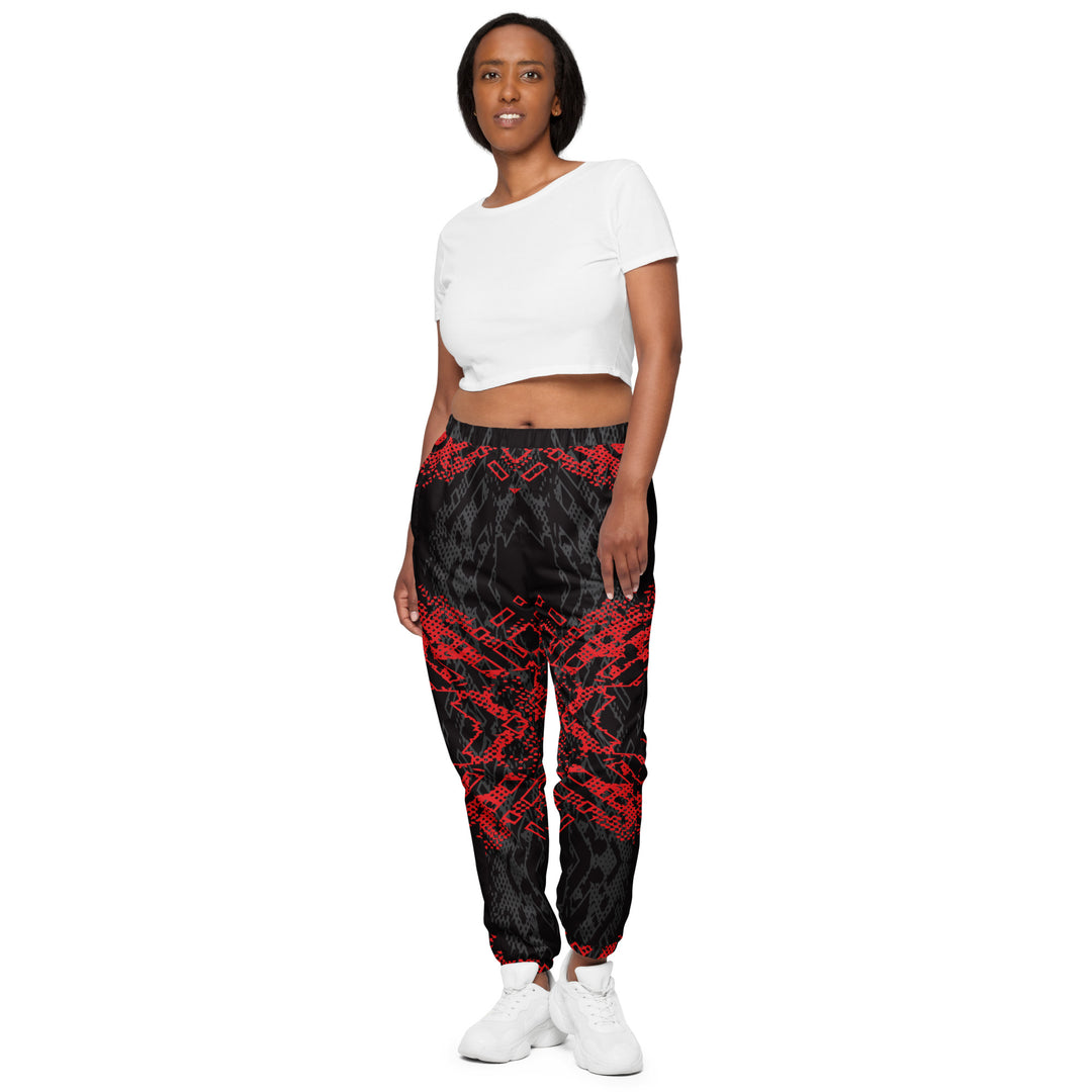 Unisex Track Pants - Black-Red Heart