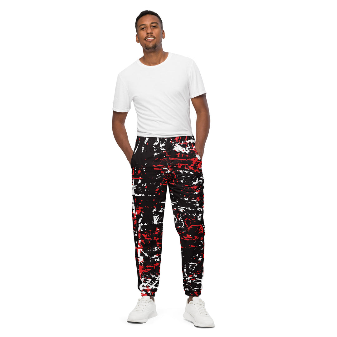 Unisex Track Pants - Black-Red Dim