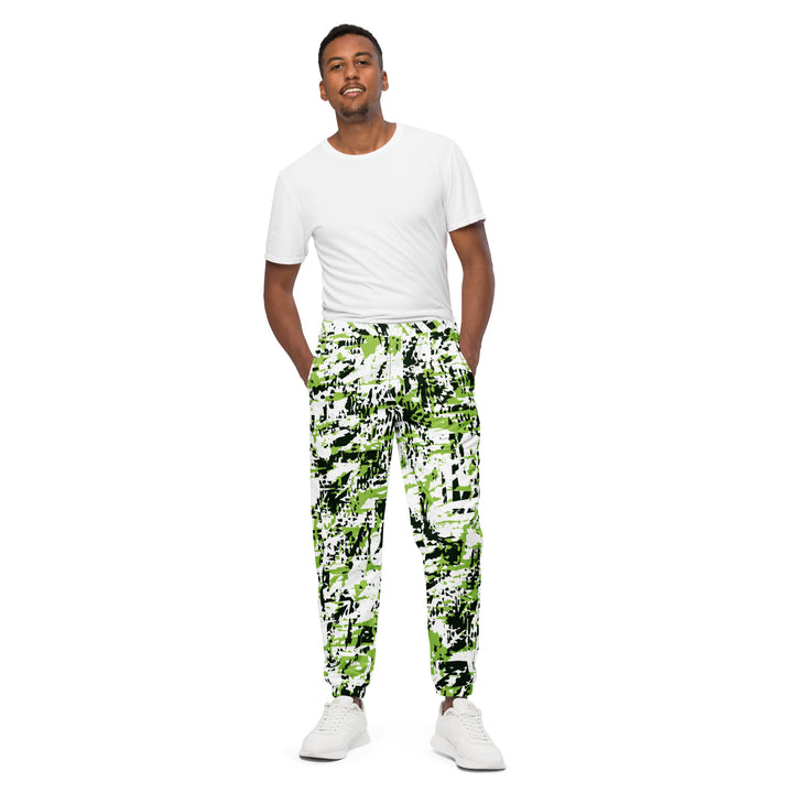 Unisex Track Pants - White-Green Shard