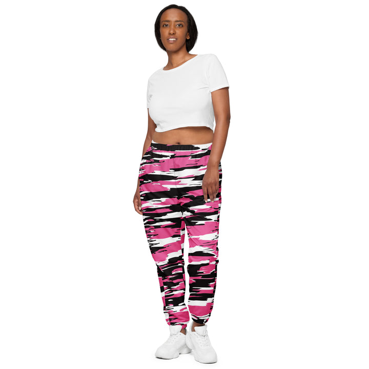 Unisex Track Pants - Pink-Black Stroke