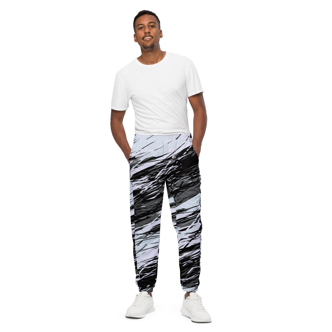 Unisex Track Pants - Black-White Line