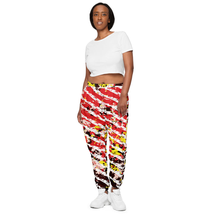 Unisex Track Pants - Red-White Rail