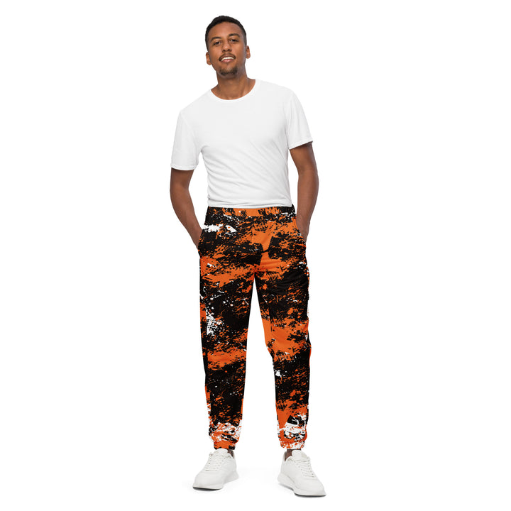 Unisex Track Pants - Black-Orange Pitch