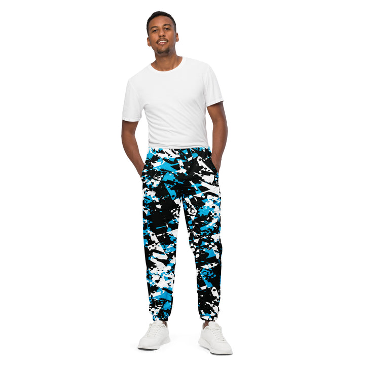 Unisex Track Pants - Black-Blue Blocks