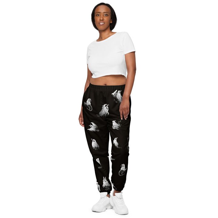 Unisex Track Pants - Black-White Ghost