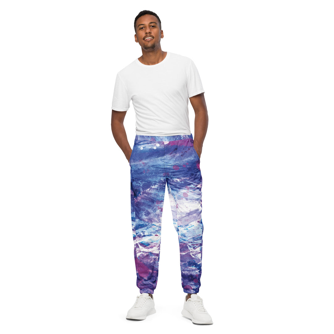 Unisex Track Pants - Purple-White Universe