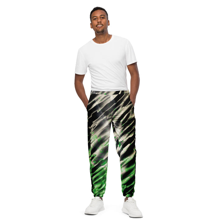 Unisex Track Pants - Black-Green Gloss