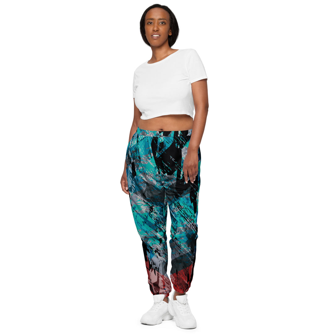 Unisex Track Pants - Blue-Red Smash