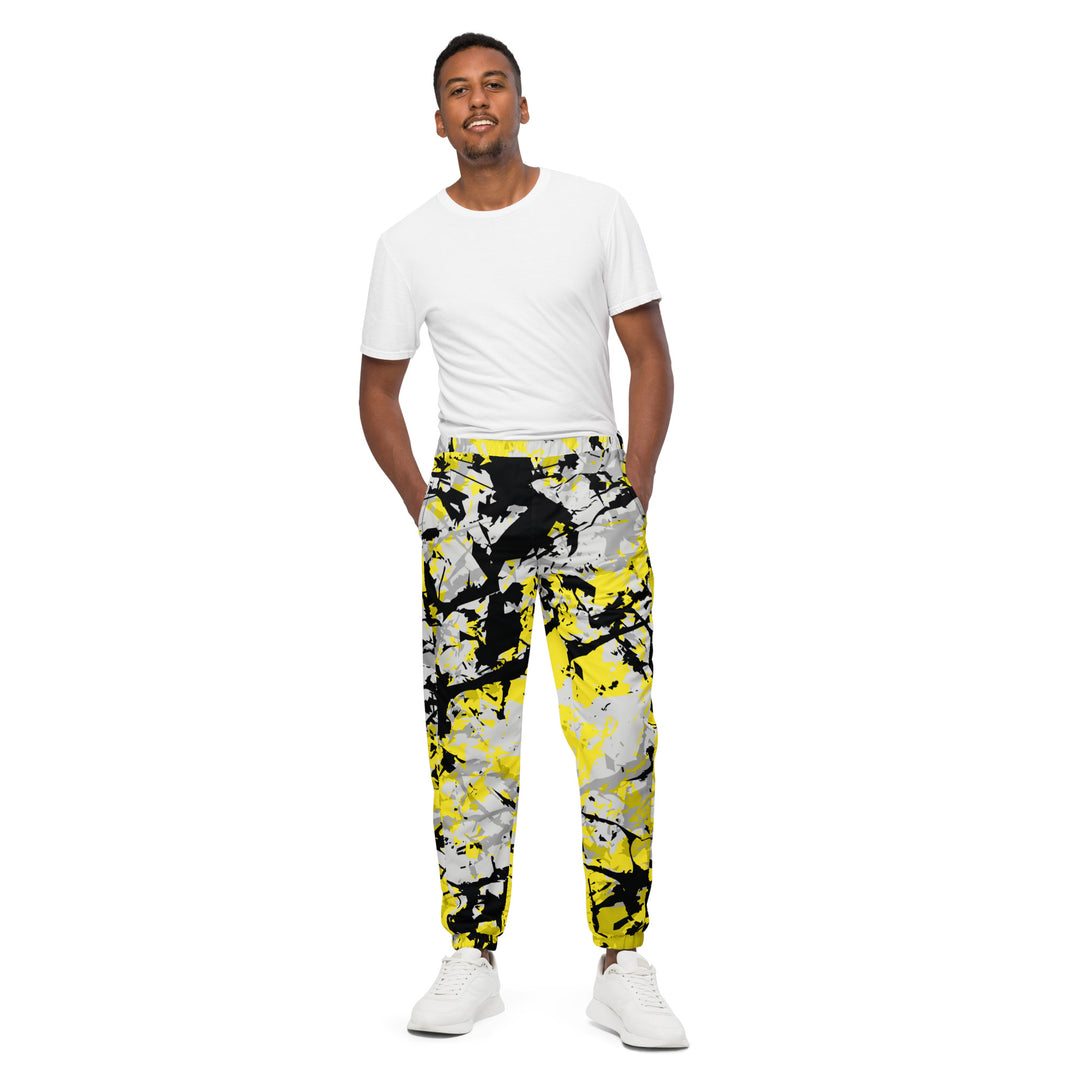 Unisex Track Pants - Yellow-Black Splatter