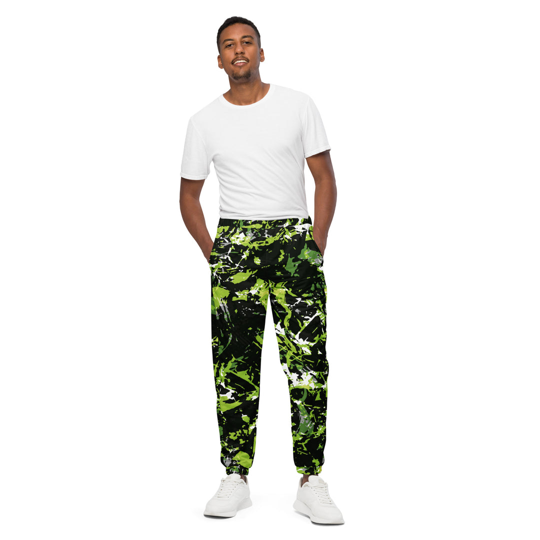 Unisex Track Pants - Black-Green Forest