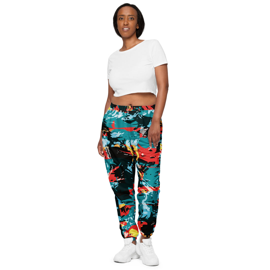 Unisex Track Pants - Turquoise-Red Jungle