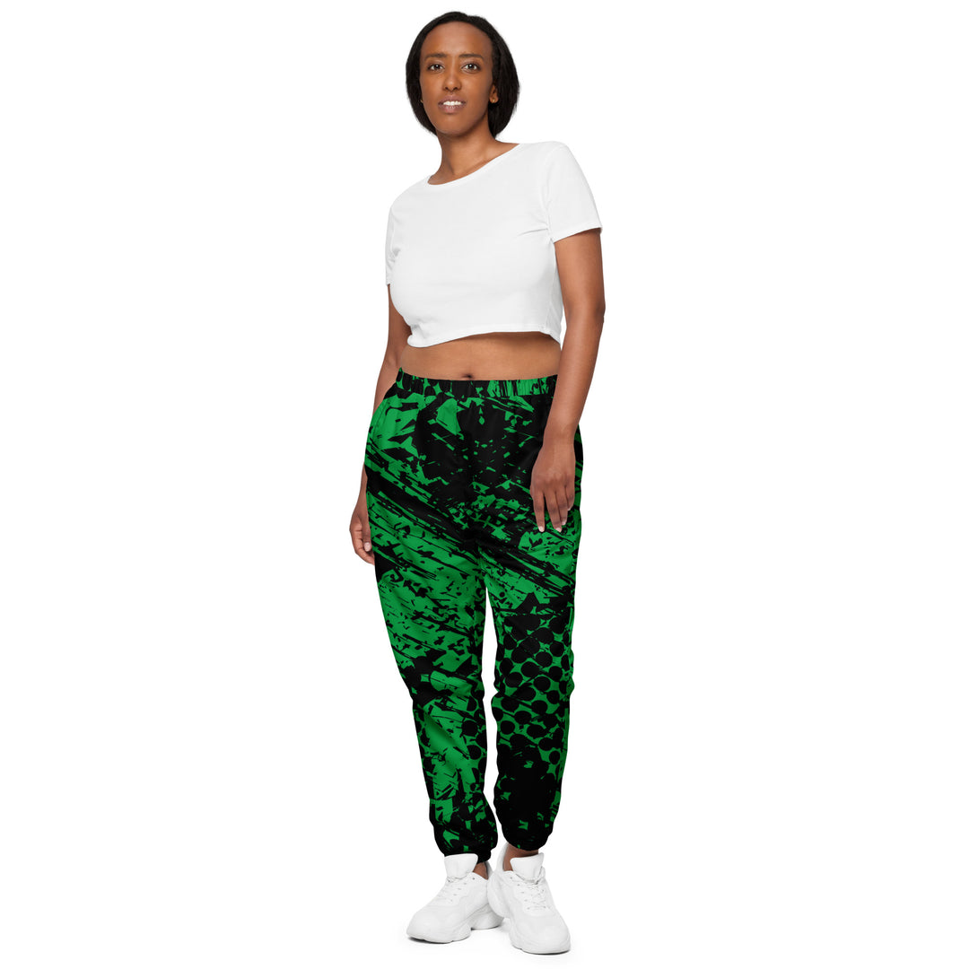 Unisex Track Pants - Black-Green Mark