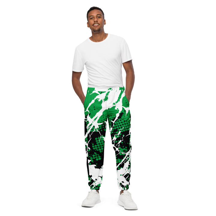 Unisex Track Pants - Green-White Paint