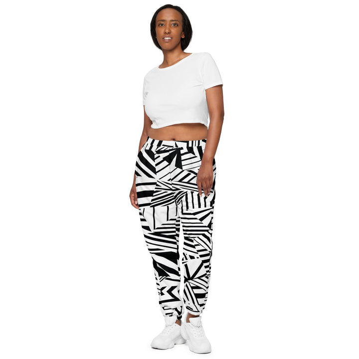 Unisex Track Pants - Black-White Illusion