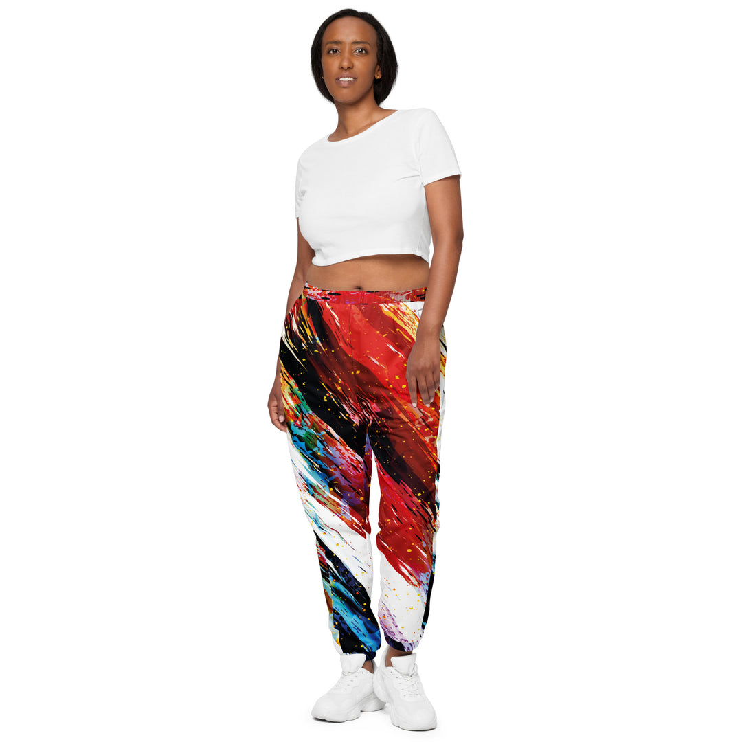 Unisex Track Pants - White-Red Slam