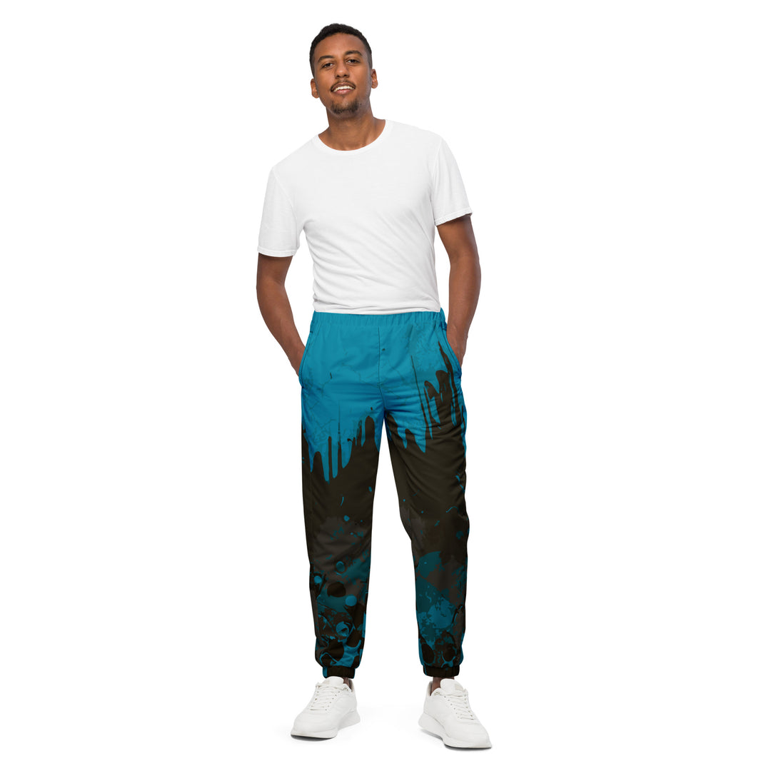 Unisex Track Pants - Turquoise-Black Liquid