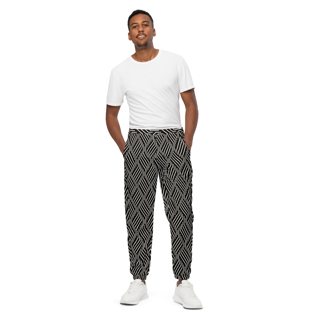 Unisex Track Pants - Black-White Lap