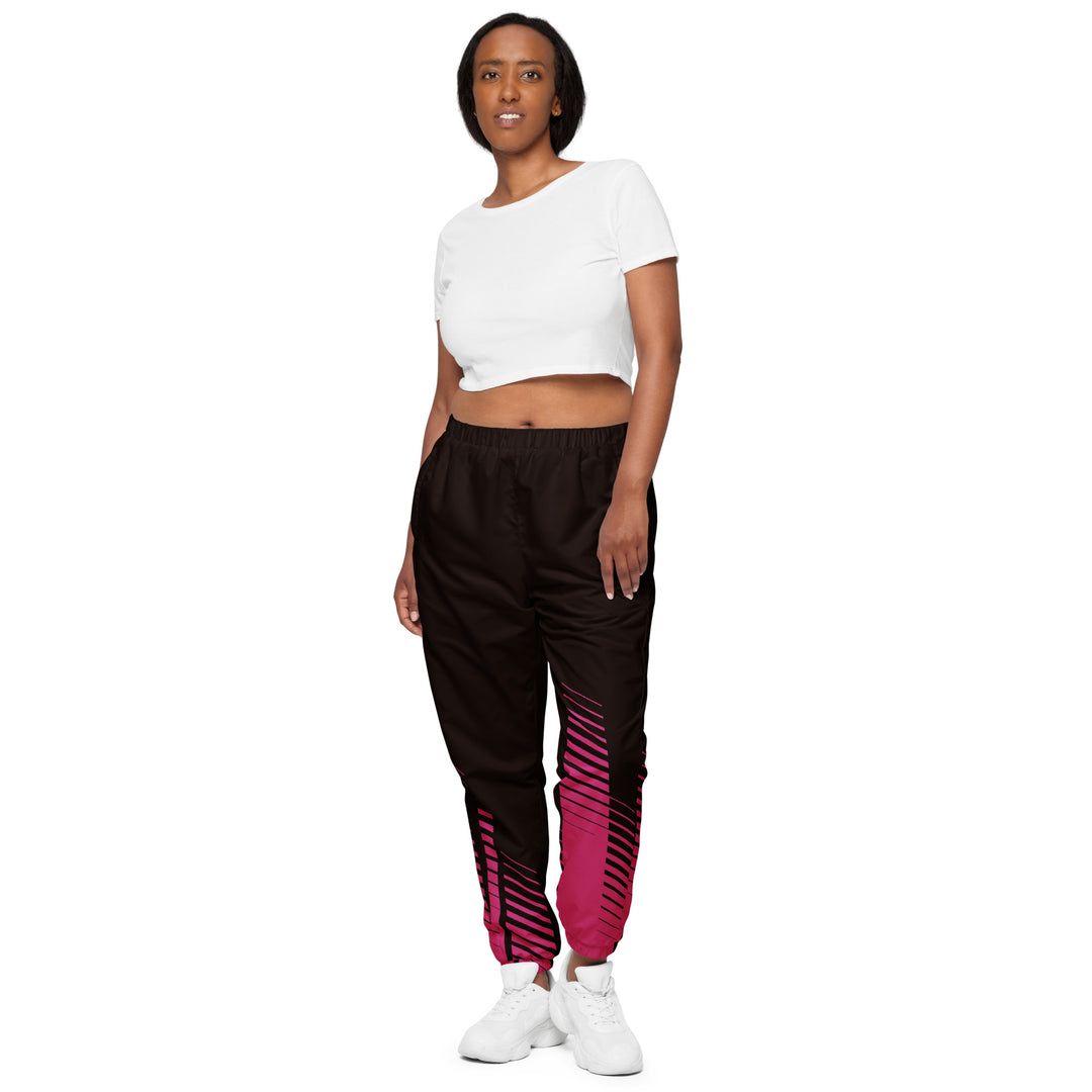 Unisex Track Pants - Black-Pink Bar