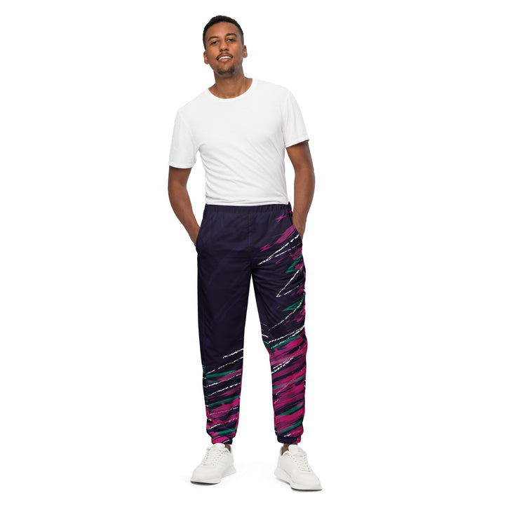 Unisex Track Pants - Black-Pink Brush