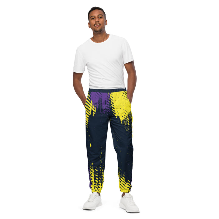 Unisex Track Pants - Black-Yellow Wall