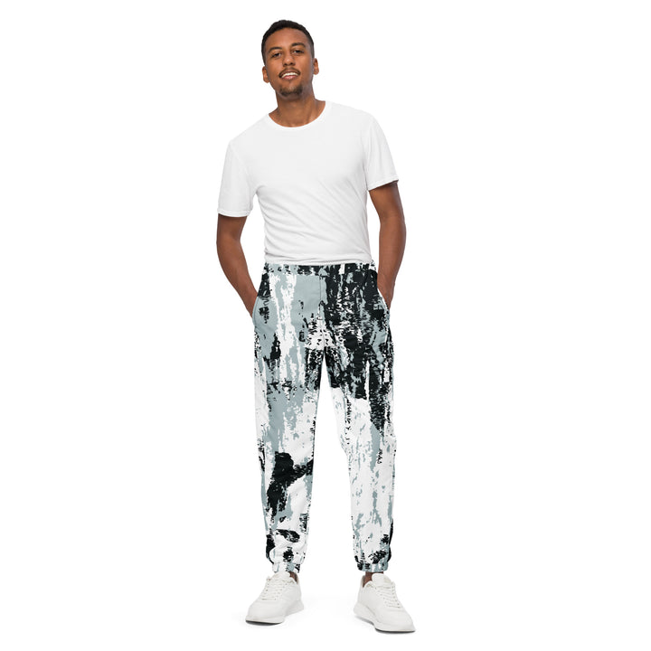 Unisex Track Pants - White-Black Splinter