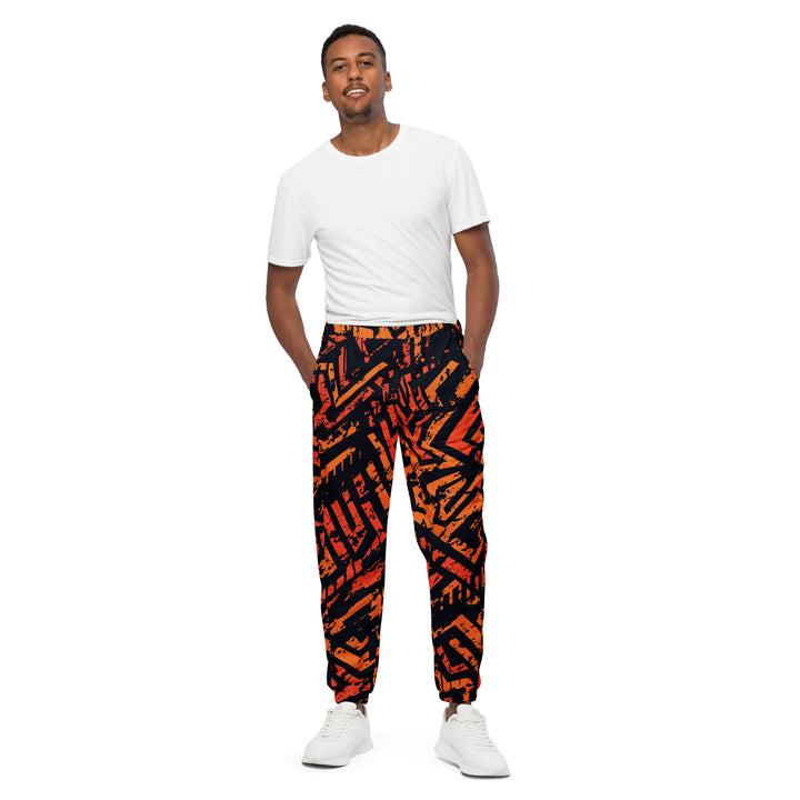 Unisex Track Pants - Black-Orange Trend