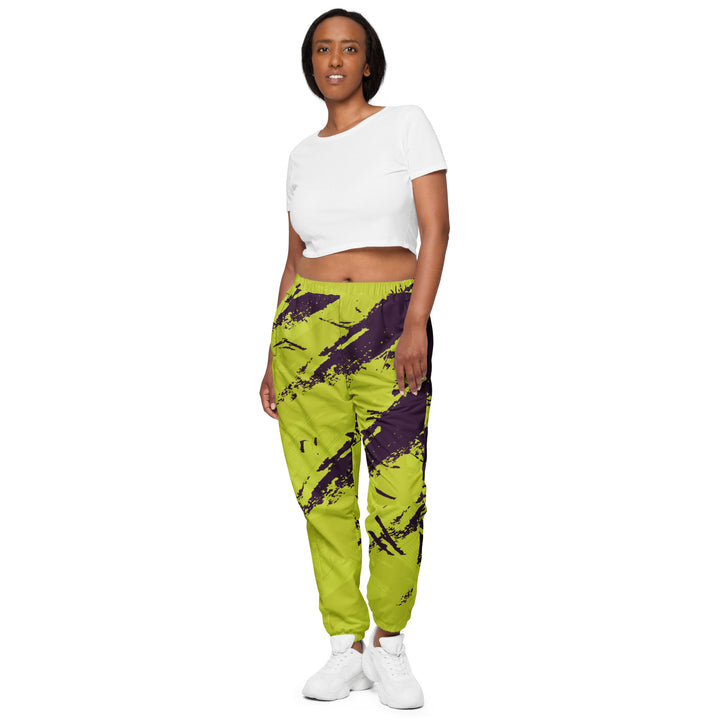 Unisex Track Pants - Green-Purpe Stripe