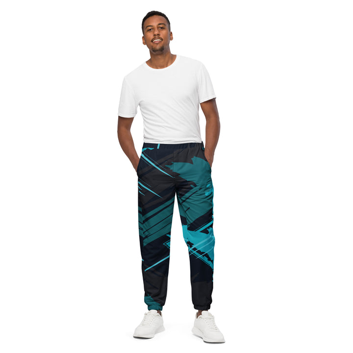 Unisex Track Pants - Black-Turquoise Screen