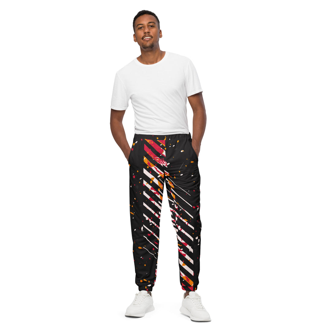 Unisex Track Pants - Black-White Block