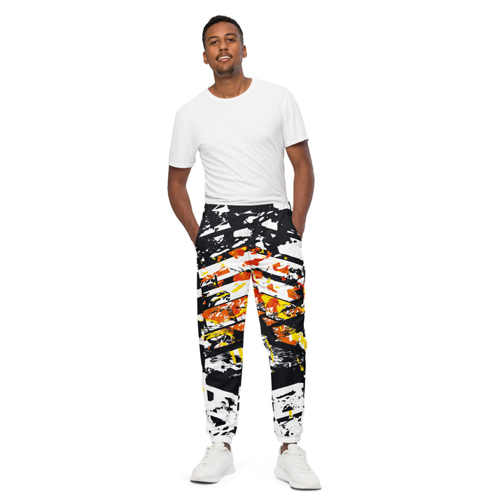 Unisex Track Pants - White-Black Dark