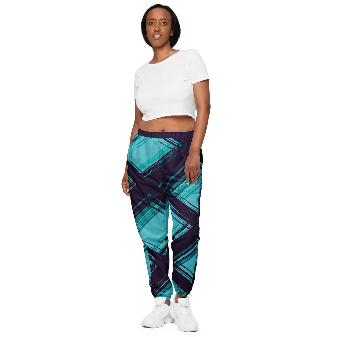 Unisex Track Pants - Black-Turquoise Panel